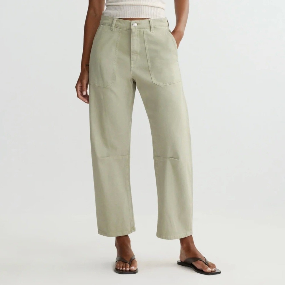 Jason Wu Edit Womens 28 Wilhelmina Easy Barrel High Rise Cropped Pants Green NEW
